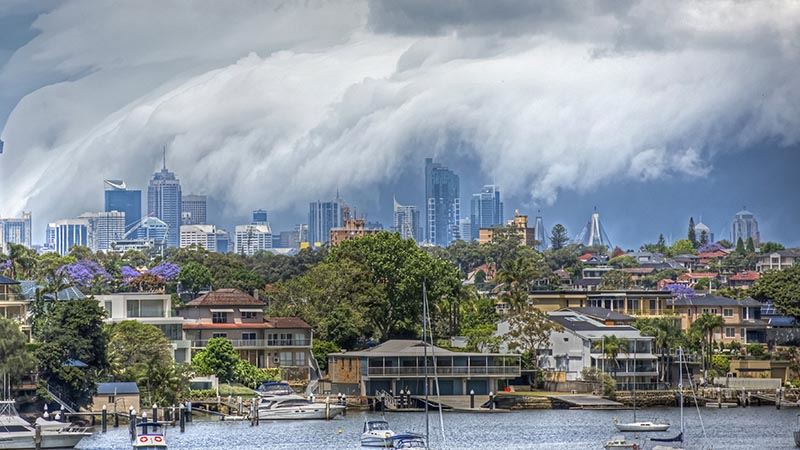 Storm over Sydney and the Parramatta river.