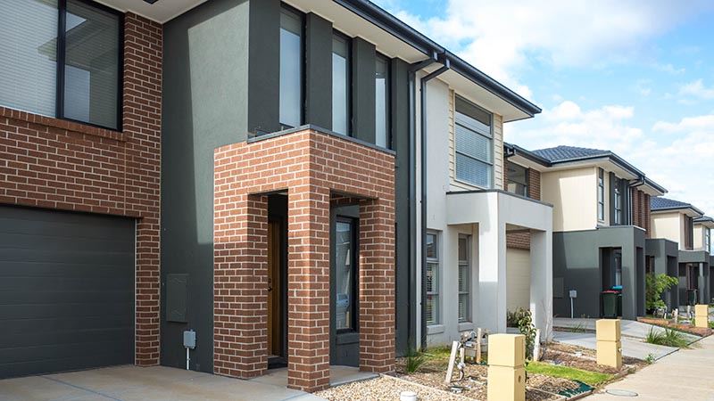 Building of some new residential townhouses in a suburb of Australia.