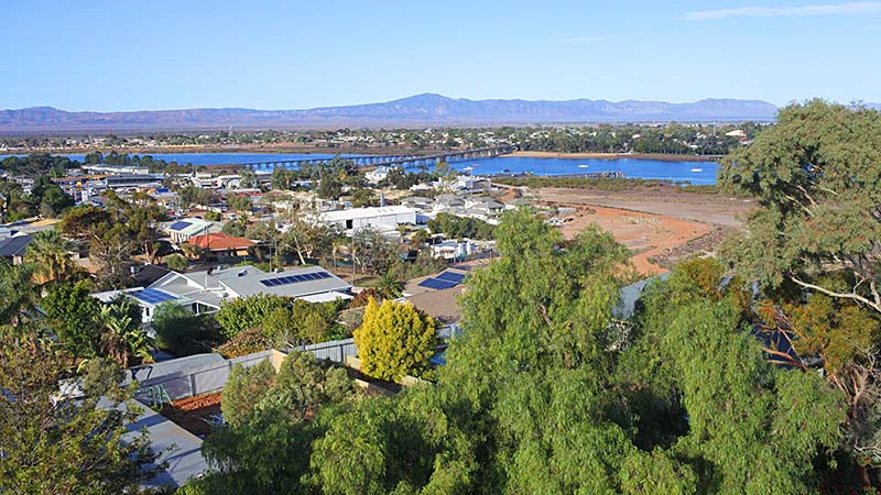 Aerial landscape view of Port Augusta