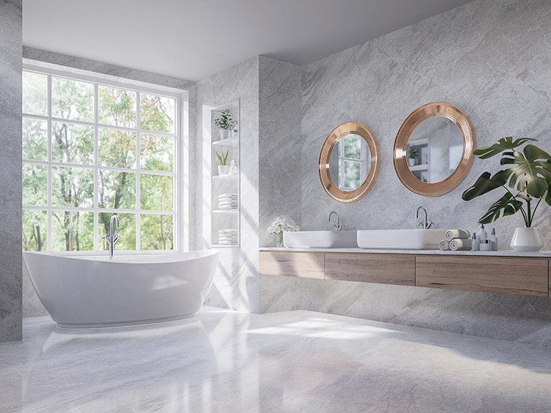 clean open marble surfaced bathroom